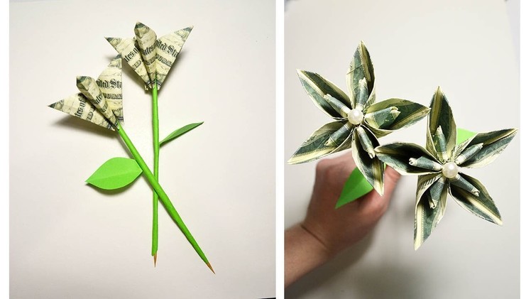 Gift for Valentine's day Money Flower Origami Tutorial DIY NO GLUE AND TAPE