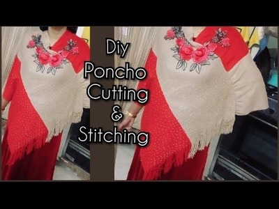 How to convert Scarfs into a stylish Poncho with 1 cut and 2 simple stiches