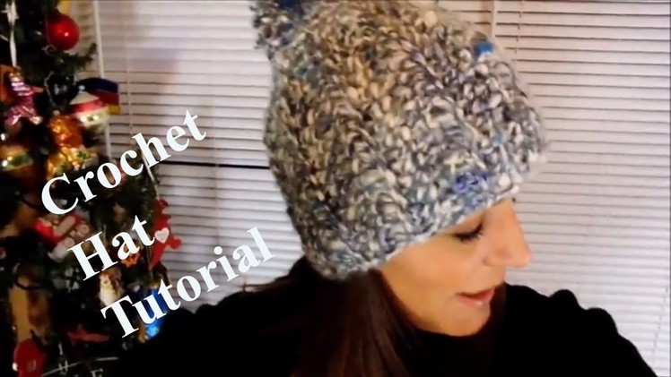 How to crochet a hat. Easy beginner 4 stitch messy bun or regular hat pattern. Bulky.SuperBulky