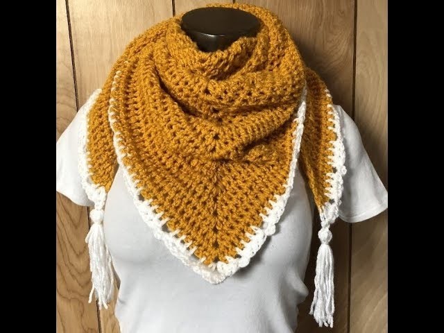 How To Crochet A Triangle Scarf.Shawl