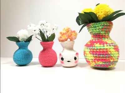 How to crochet a vase.kawaii Crochet amigurumi DIY tutorial.