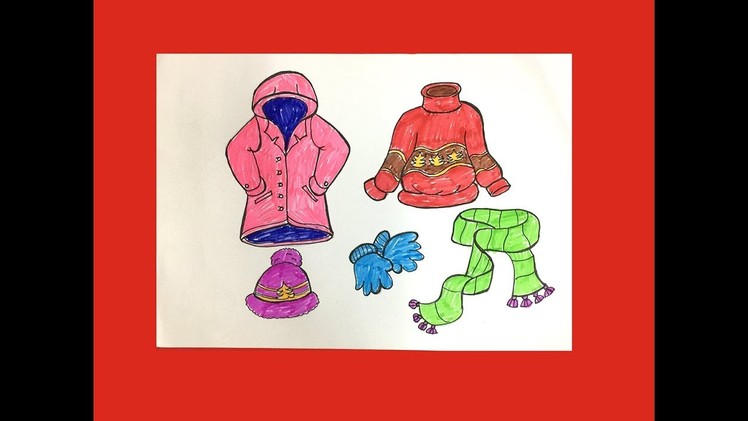 How to draw winter clothes for kids | How to draw fashion winter dress | Art for kids