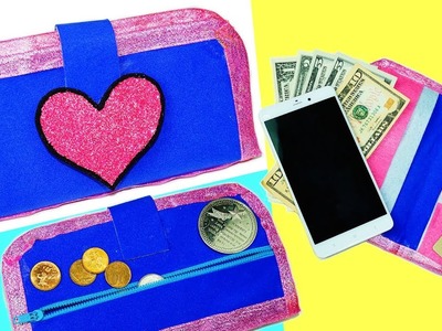 How to make a wallet no sew | DIY Glitter Heart Wallet