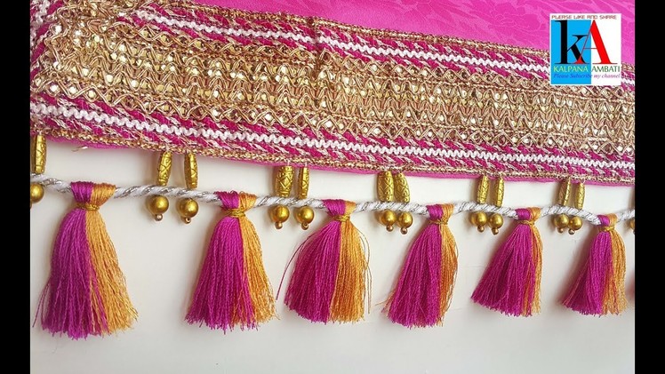 How to make Double colored saree kuchu | tassels using silk thread beads and dori at home