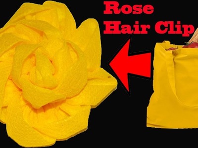 How To Make Rose Flower Hair Clip || DIY Shopping Carry Bags Rose Hair Clip