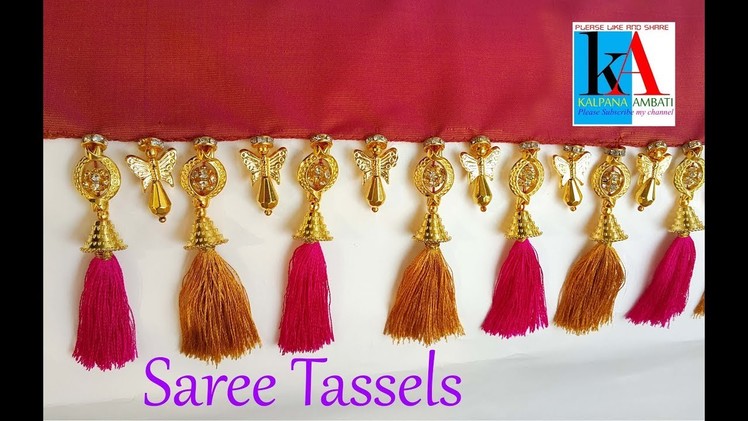 How to make saree kuchu at home || Making of Saree Tassel using bells, stone, rings