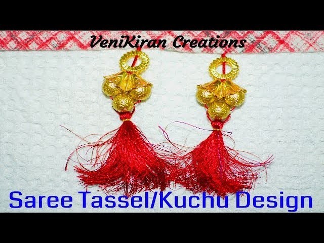 How to Make Saree Tassel.Kuchu design with Beads @ Home - Design 42::Tutorial