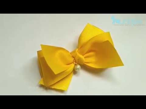 How To Make : Yellow Ribbon Bow with Pearl | DIY by Elysia Handmade