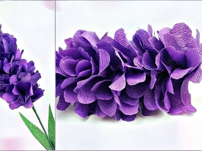 Lavender paper flower making with crepe paper tutorial DIY Paper Crafts | realistic paper flowers