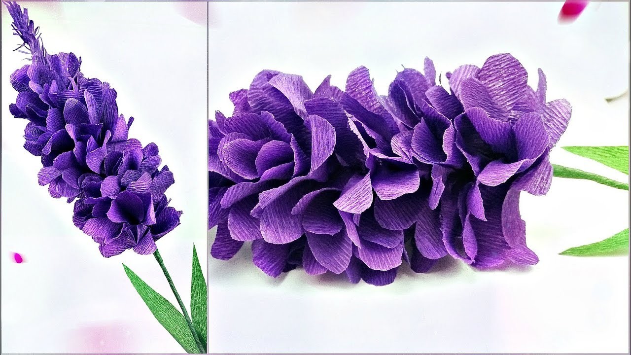 Lavender paper flower making with crepe paper tutorial DIY Paper Crafts