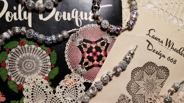 Pandora Bracelets with Doily & Vintage Crochet Thread & Patterns!