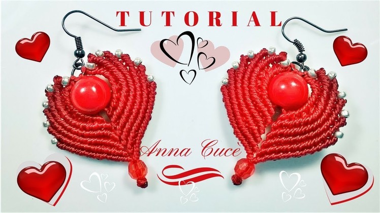 Tutorial earrings "Cuore- Heart" How to make easy macrame hearts for earrings for St Valentine's day