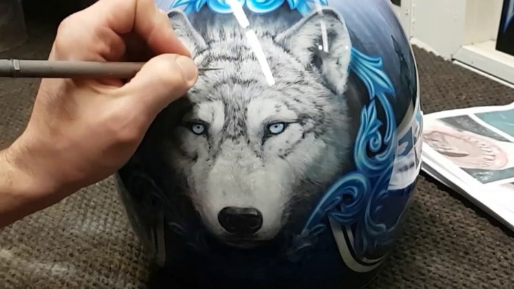 AMAZING Airbrushed Wolf Helmet. In-depth conversation on how I painted this sweet puppy!