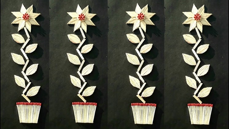 DIY easy matchstick flower pot wall hanging making.how to make matchstick flower pot. flower making.