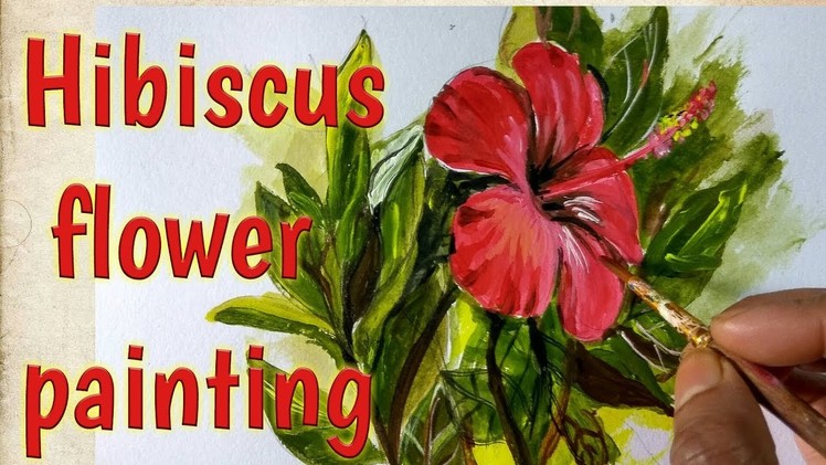 Flower painting| how to draw and paint Hibiscus. China rose(Gurhal) painting in acrylic