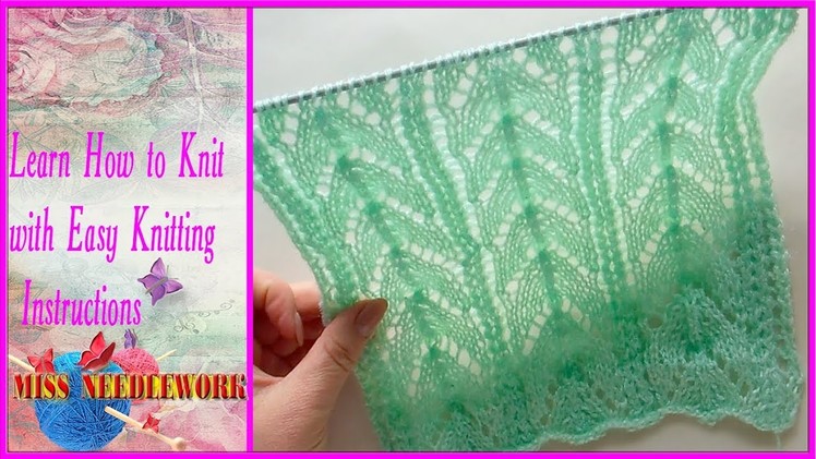 Horseshoe lace stitch | Lace Knitting