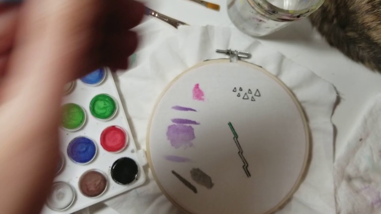 How I watercolor my embroidery hoops w. Polly