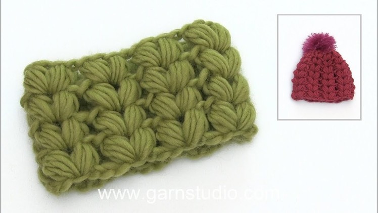 How to crochet puff stitches shaped like hearts.