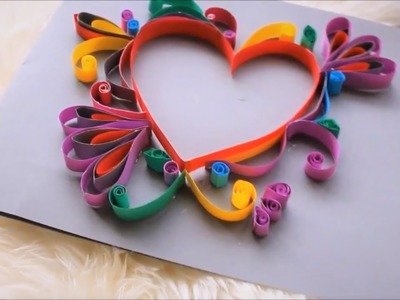 How to make basic quilling heart card for valentines || No tools!