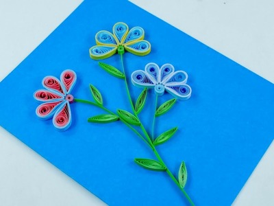 How to make Beautiful Flower Greeting Card For Kids - Paper Quilling Art - Quilling Valentines Card