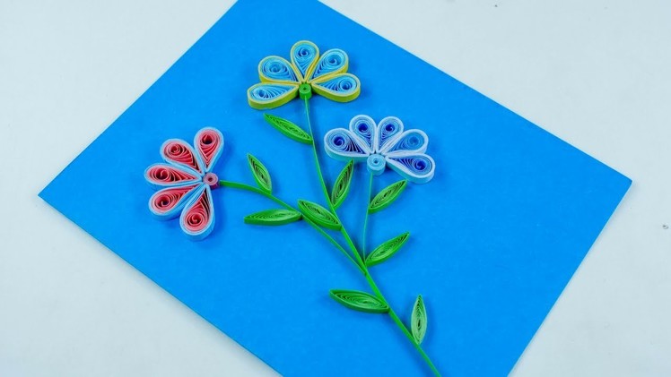 How to make Beautiful Flower Greeting Card For Kids - Paper Quilling Art - Quilling Valentines Card