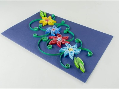 How to make Beautiful Flower with Heart Design Greeting Card  Paper Quilling Art  quilling valent
