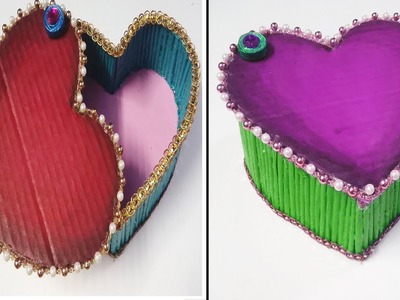How to make DIY Heart shaped jewellery gift box| best out of waste craft ideas