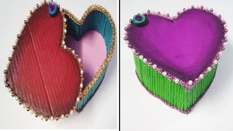 How to make DIY Heart shaped jewellery gift box| best out of waste craft ideas