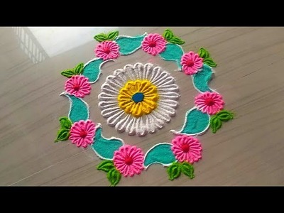 How to make easy and simple.unique border rangoli designs by Jyoti Rathod,rangoli,festival rangoli d