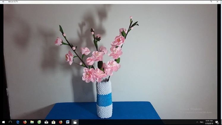 How to make flower vase by 3d origami Làm lọ hoa origami 3d hoa anh đào giấy nhún