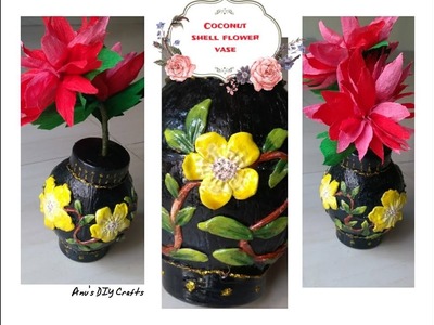 How to make flower vase with coconut shells. DIY.Best out of waste
