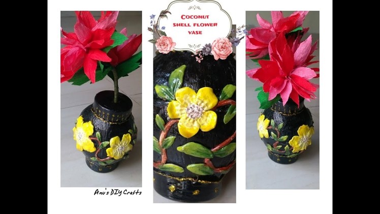 How to make flower vase with coconut shells. DIY.Best out of waste