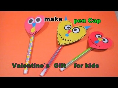 How to make paper pen cap | valentine`s gift for kids | easy craft tutorial