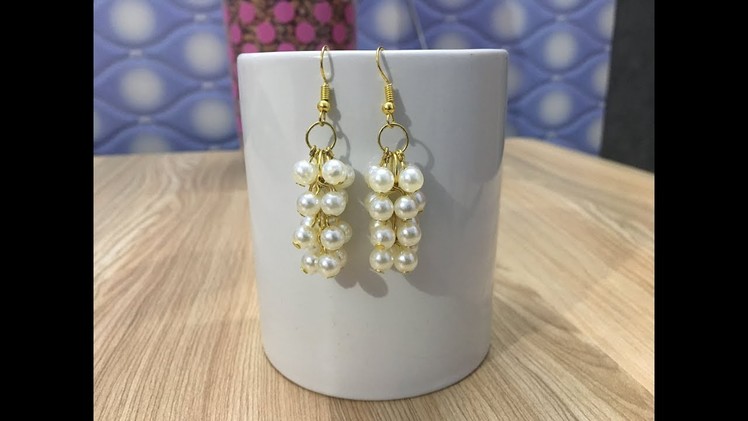 How to make Pearl Cluster earrings | make easy pearl earrings
