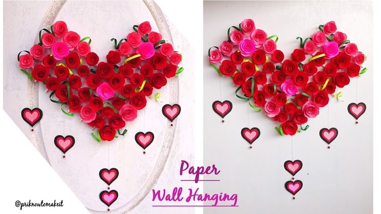 Paper Rose Wall Hanging - Hanging Flower - Wall Decoration ideas - how to make paper roses