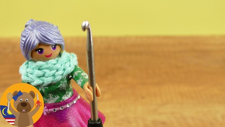 Playmobil DIY Stella scarf baharu | Belajar knitting dengan Stella