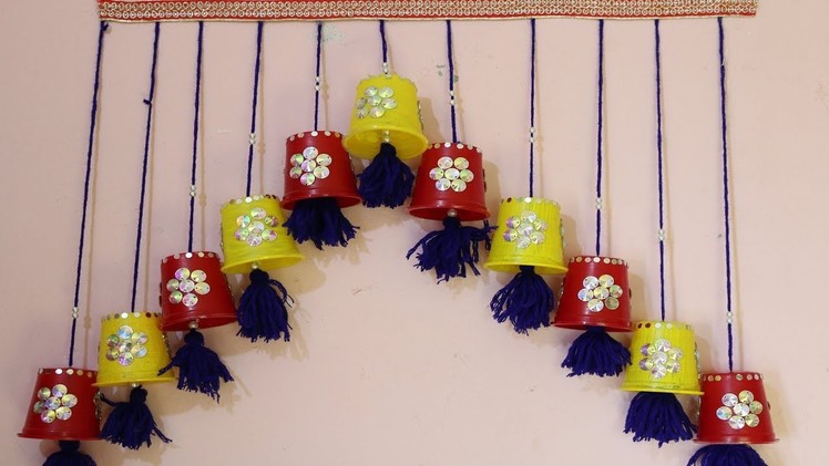 WOW! Innovative Idea of Wind Chime || How To Make Beaded Door.Wall Hanging With Disposable Tea Cups