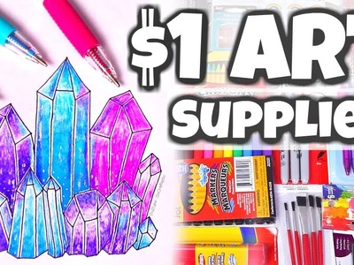 $1 ART SUPPLIES CHALLENGE  - Drawing Crystals | SoCraftastic