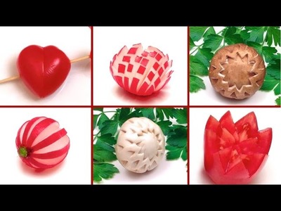 5 Easy Vegetables Garnishes in 2 Minutes . How-to, Tricks, Food Art, Garnish Ideas