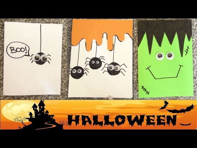 5 super easy & simple DIY Halloween Cards -diy craft under 5 minutes-viral pintrest inspiration 2017