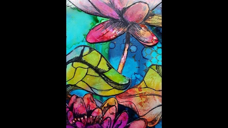 Colorful lily's with alcohol ink
