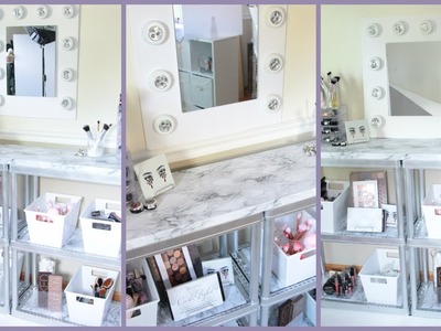 DOLLAR TREE VANITY DESK MARBLE AND SILVER
