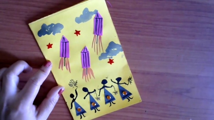 Easy Diwali Greeting Card For Kids | Easy Paper Craft | Homemade Diwali card