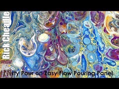 aid diy flow acrylic Medium Liquitex Acrylic Panel. and Flip Pouring.Easy Pouring Flow Paint Drag Technique.