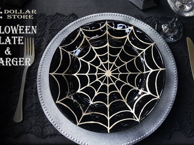 HALLOWEEN DIY. PLATE AND CHARGER DOLLAR TREE