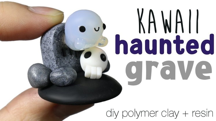 How to DIY Kawaii Haunted Ghost Grave polymer clay.resin Tutorial
