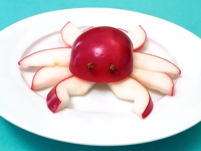 How to Make a Crab with an Apple. Food Art, Party Idea, Fun Food for Kids, Cutting