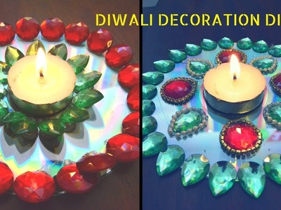How to make Diwali.Christmas Decoration from Recycled CDs.Diwali craft.How to make Diya holders
