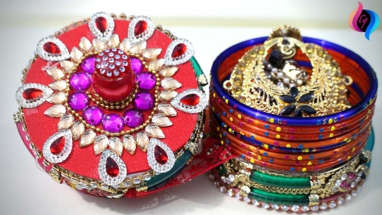 How to make jewelry storage boxes from old waste bangles - Bangles craft ideas - Best out of waste