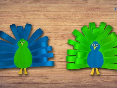 How to make peacock with color paper | peacock craft | Lina's Craft Club